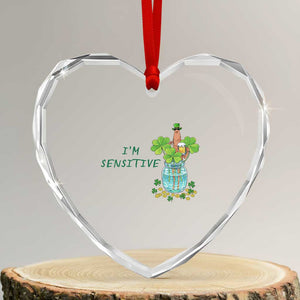 Marcus The Worm St Patricks Day Heart Crystal Glass Ornament I'm Sensitive TS14 Transparent Glass 3'' Heart Print Your Wear