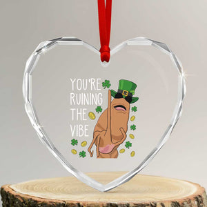 Marcus The Worm St Patricks Day Heart Crystal Glass Ornament You're Ruining The Vibe TS14 Transparent Glass 3'' Heart Print Your Wear