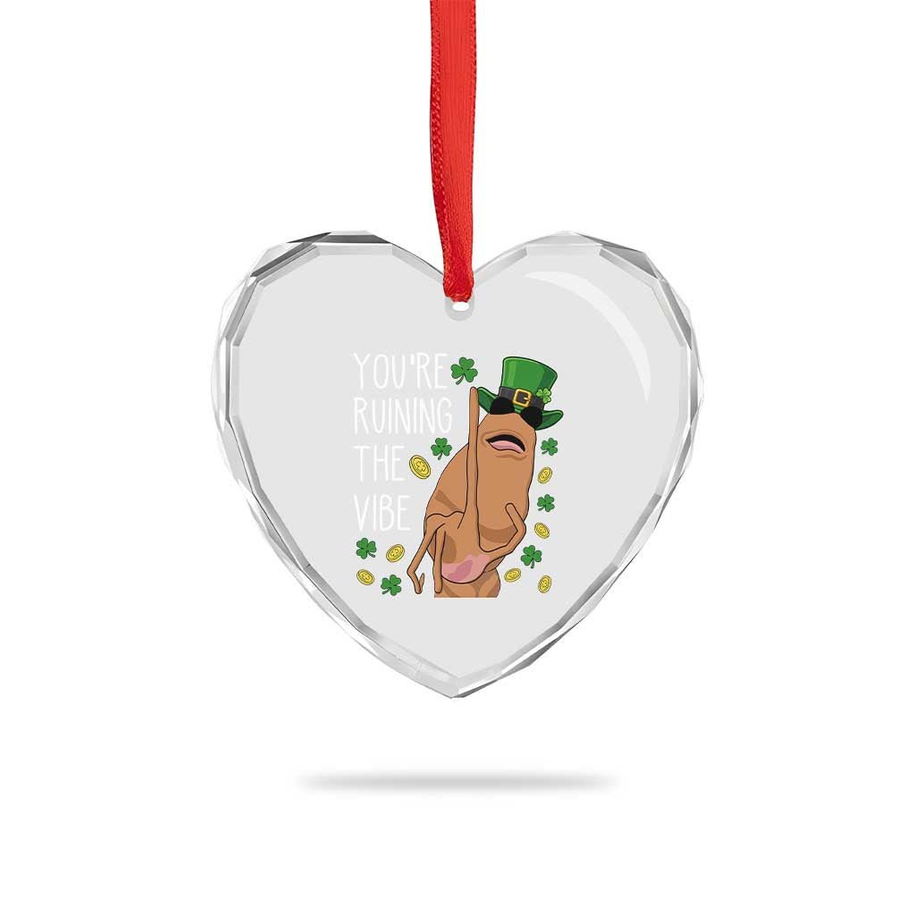 Marcus The Worm St Patricks Day Heart Crystal Glass Ornament You're Ruining The Vibe TS14 Print Your Wear