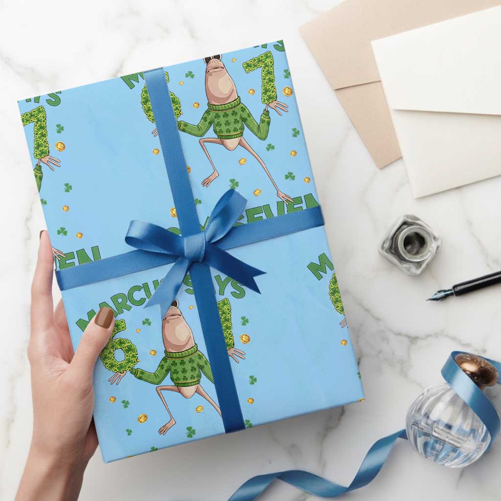 Marcus The Worm St Patricks Day Wrapping Paper Roll Funny 67 Six Seven Hands Meme TS14 Light Blue Print Your Wear