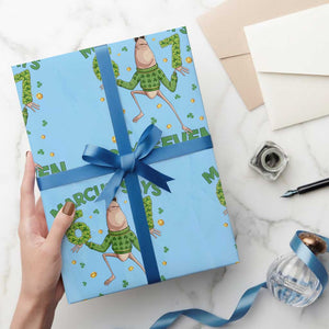 Marcus The Worm St Patricks Day Wrapping Paper Roll Funny 67 Six Seven Hands Meme TS14 Light Blue Print Your Wear