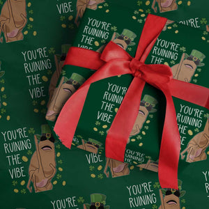 Marcus The Worm St Patricks Day Wrapping Paper Roll You're Ruining The Vibe TS14 Green Print Your Wear