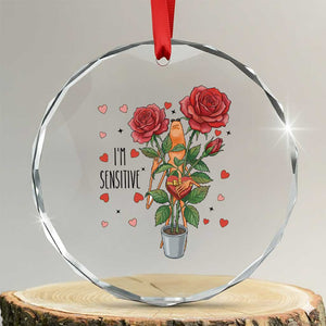 Marcus The Worm Valentine Meme Crystal Glass Ornament I Am Senstive TS14 Transparent Glass 3'' Circle Print Your Wear