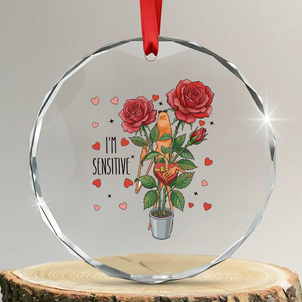 Marcus The Worm Valentine Meme Crystal Glass Ornament I Am Senstive TS14 Transparent Glass 3'' Circle Print Your Wear