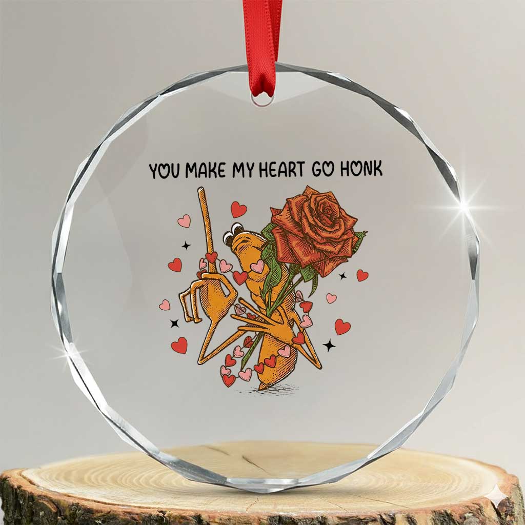 Marcus The Worm Valentine Meme Crystal Glass Ornament You Make My Heart Go Honk TS14 Transparent Glass 3'' Circle Print Your Wear