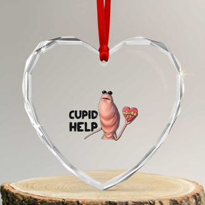 Marcus The Worm Valentine Meme Heart Crystal Glass Ornament Cupid Help TS14 Transparent Glass 3'' Heart Print Your Wear