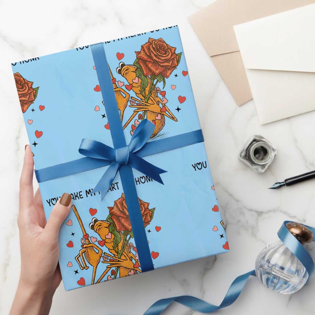 Marcus The Worm Valentine Meme Wrapping Paper Roll You Make My Heart Go Honk TS14 Light Blue Print Your Wear