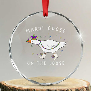 Mardi Goose On The Loose Crystal Glass Ornament Funny Mardi Gras Carnival Parade TS11 Transparent Glass 3'' Circle Print Your Wear
