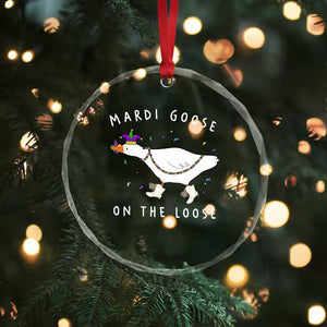 Mardi Goose On The Loose Crystal Glass Ornament Funny Mardi Gras Carnival Parade TS11 Print Your Wear