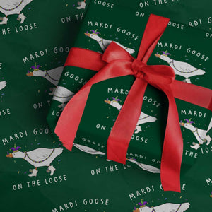 Mardi Goose On The Loose Wrapping Paper Roll Funny Mardi Gras Carnival Parade TS11 Green Print Your Wear