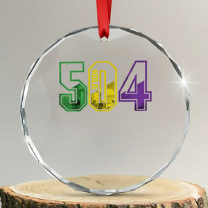 Mardi Gras 504 Nola New Orleans Louisiana LA Crystal Glass Ornament TS11 Transparent Glass 3'' Circle Print Your Wear