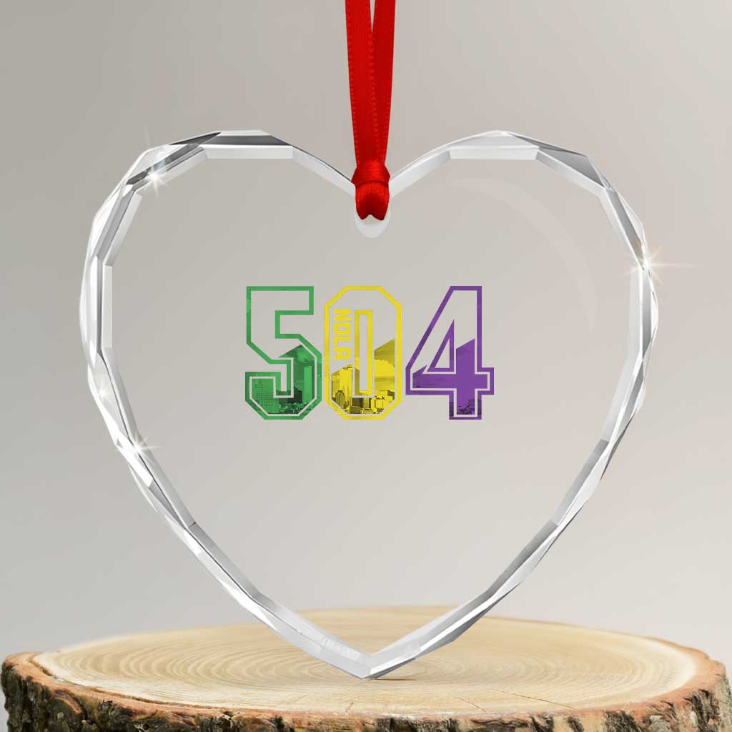 Mardi Gras 504 Nola New Orleans Louisiana LA Heart Crystal Glass Ornament TS11 Transparent Glass 3'' Heart Print Your Wear