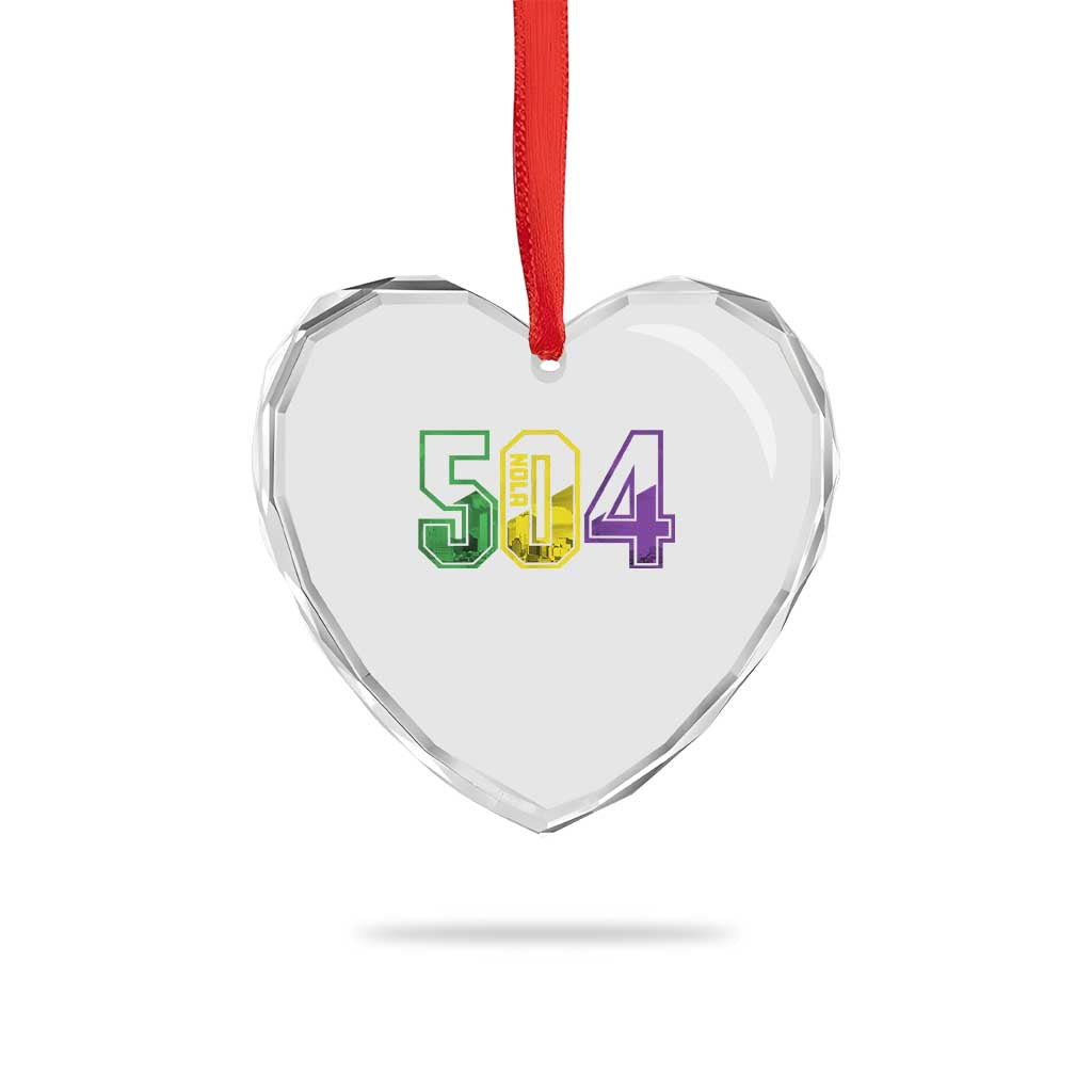Mardi Gras 504 Nola New Orleans Louisiana LA Heart Crystal Glass Ornament TS11 Print Your Wear