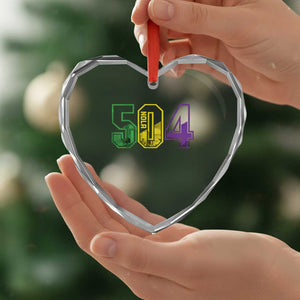 Mardi Gras 504 Nola New Orleans Louisiana LA Heart Crystal Glass Ornament TS11 Print Your Wear