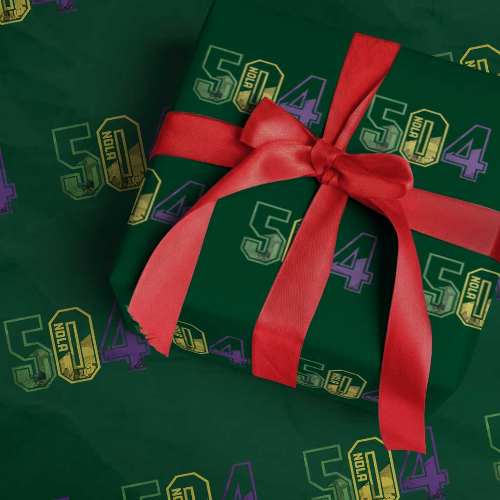 Mardi Gras 504 Nola New Orleans Louisiana LA Wrapping Paper Roll TS11 Green Print Your Wear