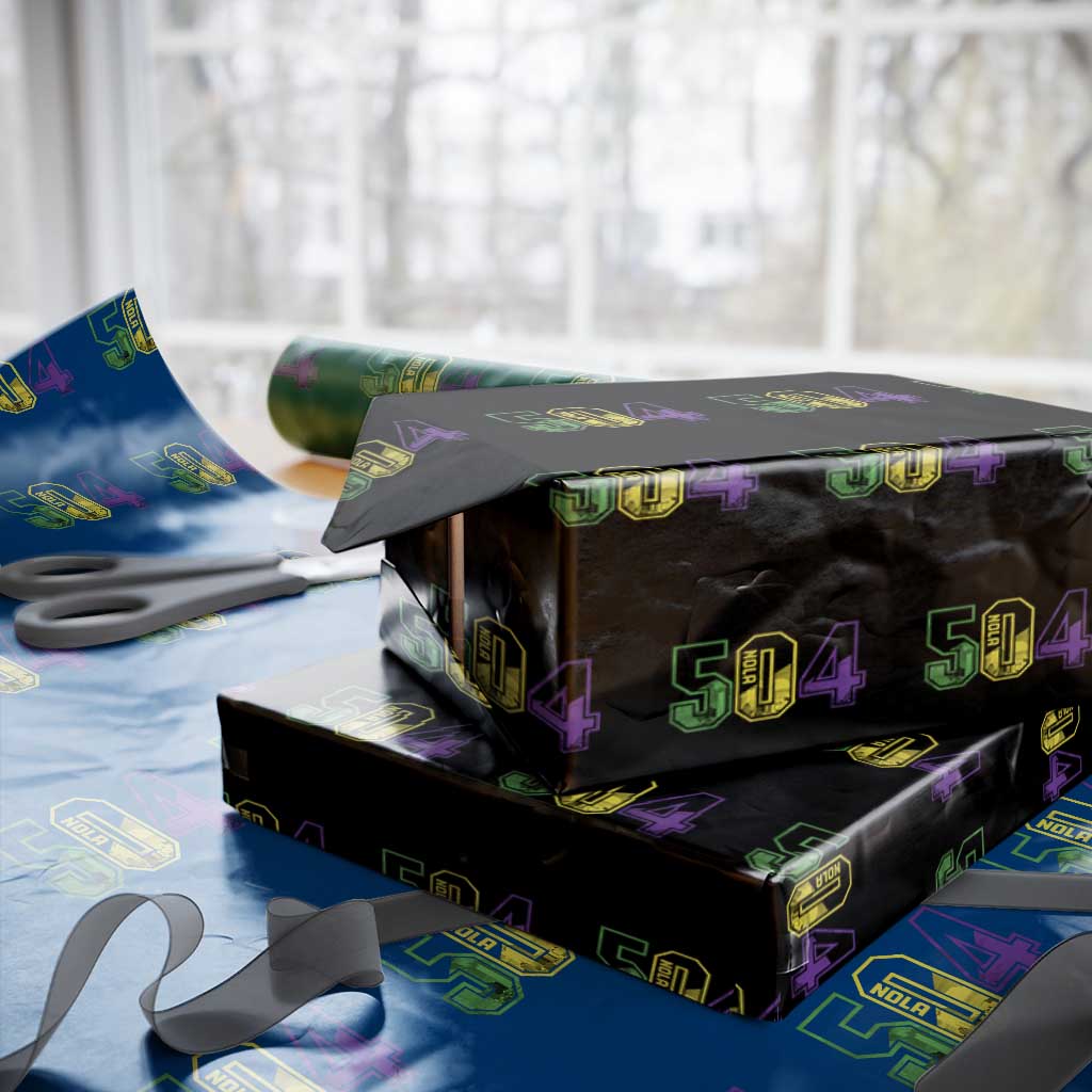 Mardi Gras 504 Nola New Orleans Louisiana LA Wrapping Paper Roll TS11 Black Print Your Wear