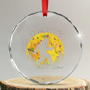 Mardi Gras Bigfoot Crystal Glass Ornament Funny Sasquatch Carnival Trendy Meme TS14 Transparent Glass 3'' Circle Print Your Wear
