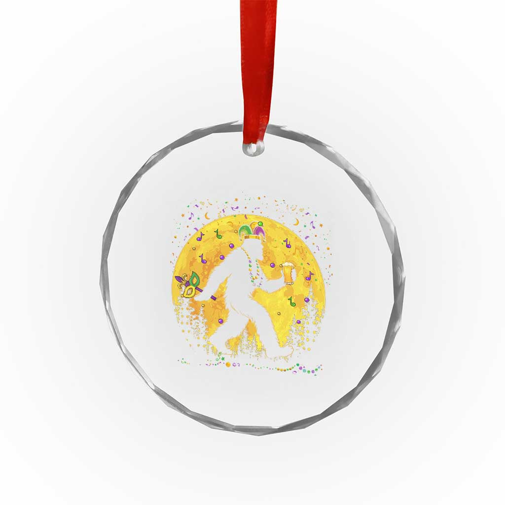 Mardi Gras Bigfoot Crystal Glass Ornament Funny Sasquatch Carnival Trendy Meme TS14 Print Your Wear