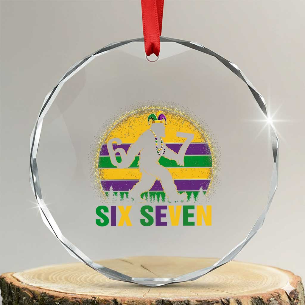 Mardi Gras Bigfoot Crystal Glass Ornament Funny Six Seven Meme Carnival Trendy TS14 Transparent Glass 3'' Circle Print Your Wear