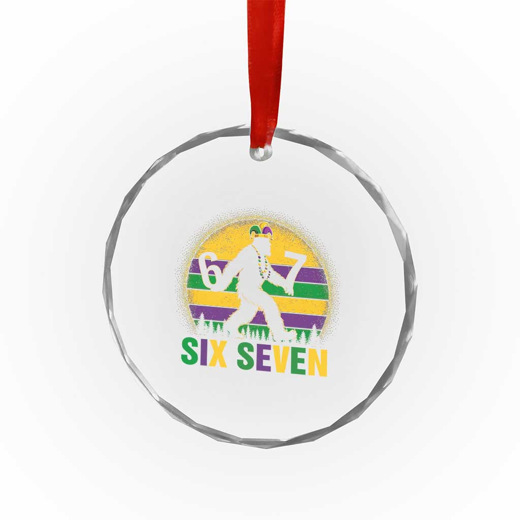 Mardi Gras Bigfoot Crystal Glass Ornament Funny Six Seven Meme Carnival Trendy TS14 Print Your Wear