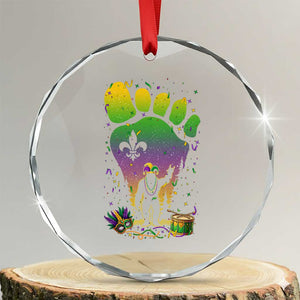 Mardi Gras Bigfoot Crystal Glass Ornament Sasquatch Forest Footprint Carnival Party TS14 Transparent Glass 3'' Circle Print Your Wear