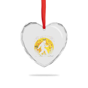 Mardi Gras Bigfoot Heart Crystal Glass Ornament Funny Sasquatch Carnival Trendy Meme TS14 Print Your Wear
