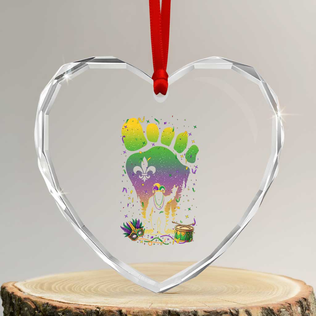 Mardi Gras Bigfoot Heart Crystal Glass Ornament Sasquatch Forest Footprint Carnival Party TS14 Transparent Glass 3'' Heart Print Your Wear