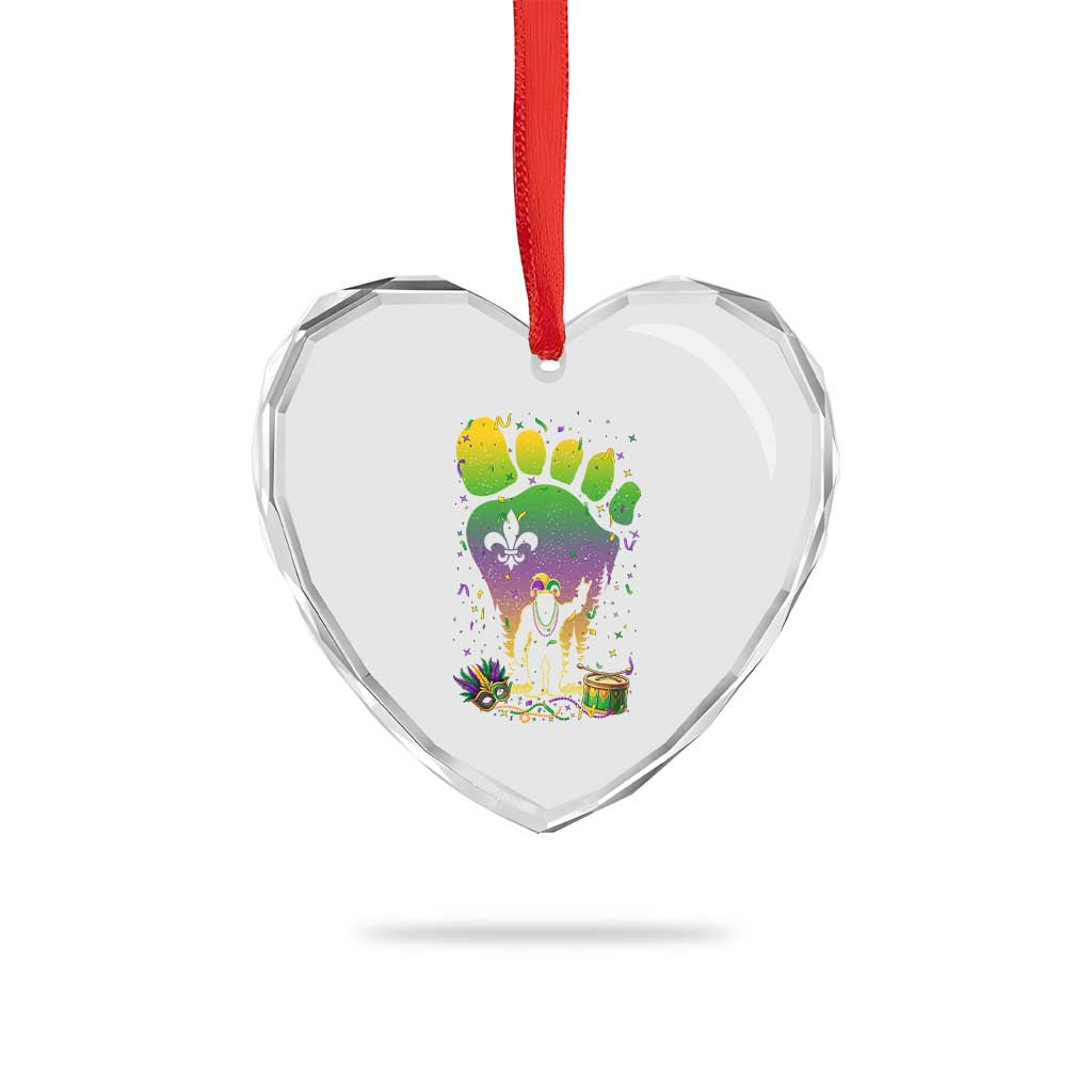 Mardi Gras Bigfoot Heart Crystal Glass Ornament Sasquatch Forest Footprint Carnival Party TS14 Print Your Wear