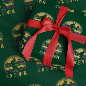 Mardi Gras Bigfoot Wrapping Paper Roll Funny Six Seven Meme Carnival Trendy TS14 Green Print Your Wear