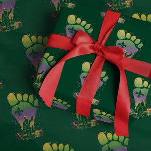 Mardi Gras Bigfoot Wrapping Paper Roll Sasquatch Forest Footprint Carnival Party TS14 Green Print Your Wear
