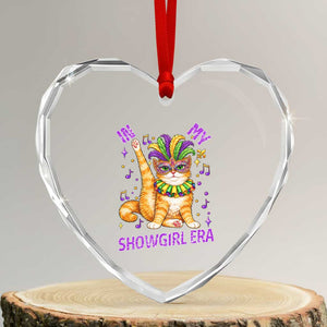 Mardi Gras Cat Heart Crystal Glass Ornament In My Showgirl Era TS14 Transparent Glass 3'' Heart Print Your Wear