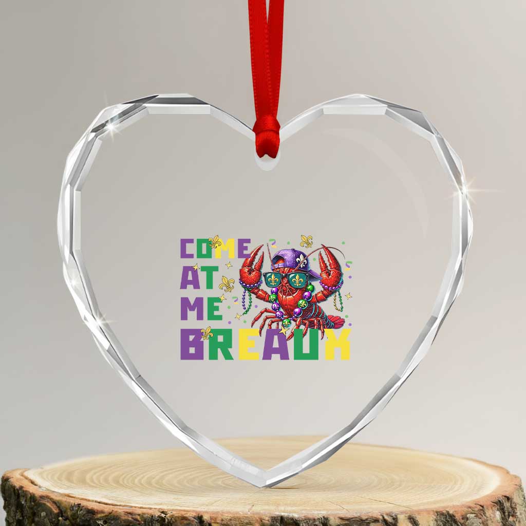 Mardi Gras Crawfish Heart Crystal Glass Ornament Come At Me Breaux TS14 Transparent Glass 3'' Heart Print Your Wear