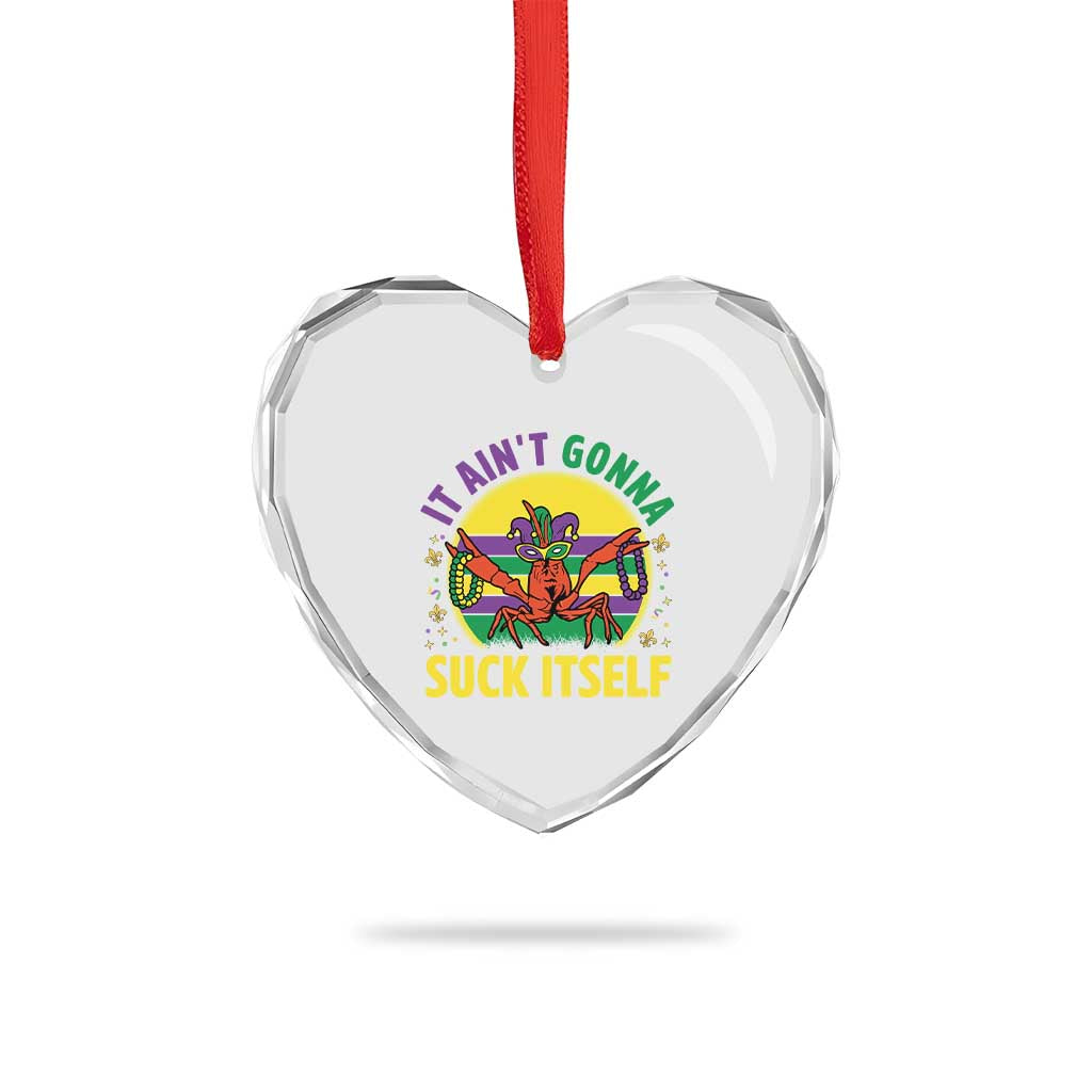 Mardi Gras Crawfish Heart Crystal Glass Ornament It Ain't Gonna Suck Itself TS14 Print Your Wear