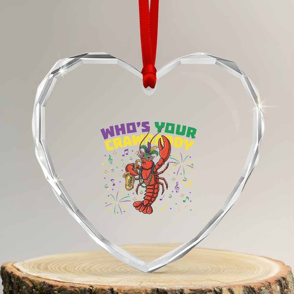 Mardi Gras Crawfish Heart Crystal Glass Ornament Who Is Your Crawdaddy Carnival Party TS14 Transparent Glass 3'' Heart Print Your Wear