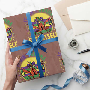 Mardi Gras Crawfish Wrapping Paper Roll It Ain't Gonna Suck Itself TS14 Mocha Print Your Wear