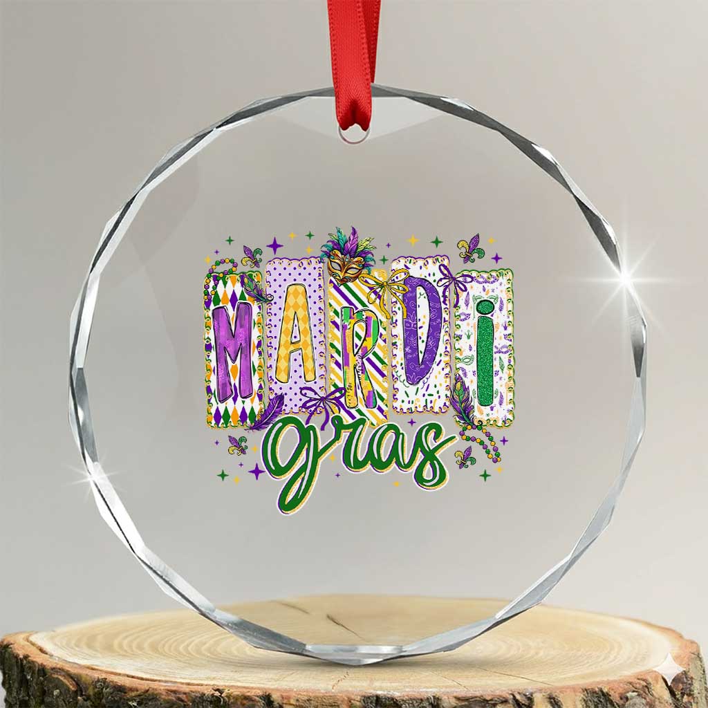 Mardi Gras Crystal Glass Ornament New Orleans Carnival Girly Fat Tuesday TS11 Transparent Glass 3'' Circle Print Your Wear