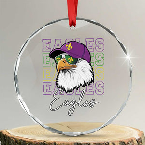 Mardi Gras Eagles Crystal Glass Ornament 2025 Champs NOLA Louisiana TS02 Transparent Glass 3'' Circle Print Your Wear