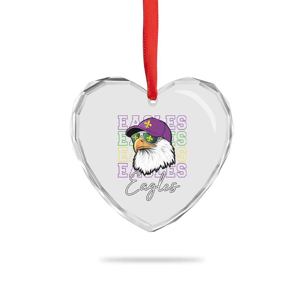 Mardi Gras Eagles Heart Crystal Glass Ornament 2025 Champs NOLA Louisiana TS02 Print Your Wear