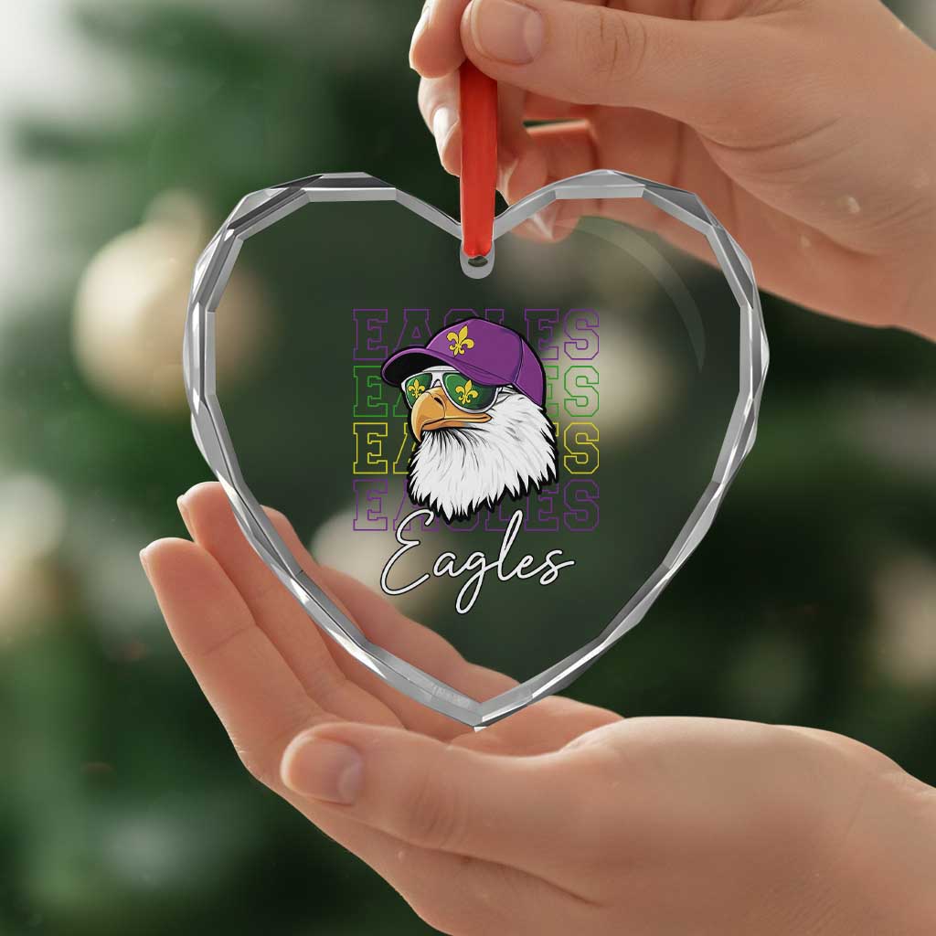Mardi Gras Eagles Heart Crystal Glass Ornament 2025 Champs NOLA Louisiana TS02 Print Your Wear