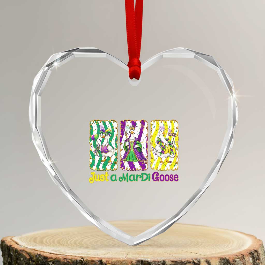 Mardi Gras Goose Heart Crystal Glass Ornament Just A Mardi Goose TS14 Transparent Glass 3'' Heart Print Your Wear
