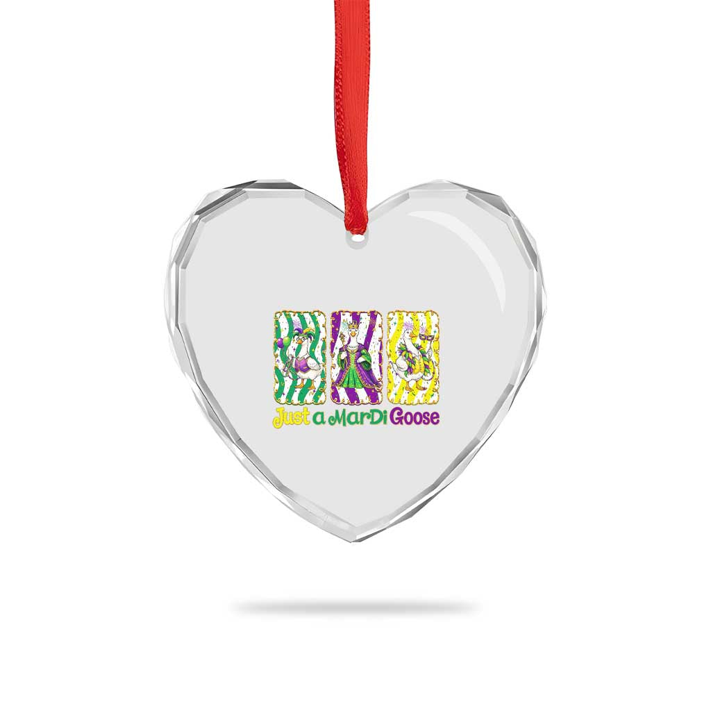 Mardi Gras Goose Heart Crystal Glass Ornament Just A Mardi Goose TS14 Print Your Wear