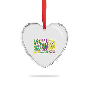 Mardi Gras Goose Heart Crystal Glass Ornament Just A Mardi Goose TS14 Print Your Wear