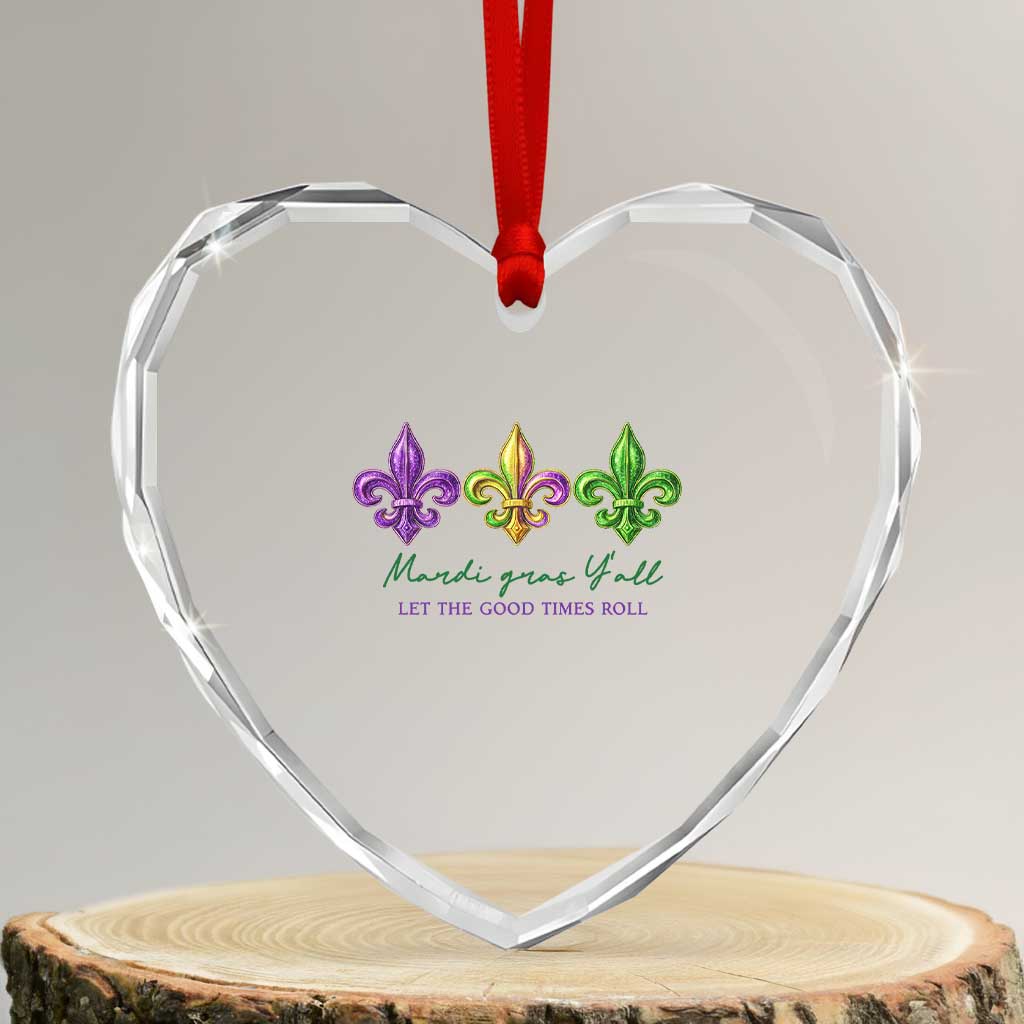 Mardi Gras Heart Crystal Glass Ornament Let The Good Time Roll TS14 Transparent Glass 3'' Heart Print Your Wear