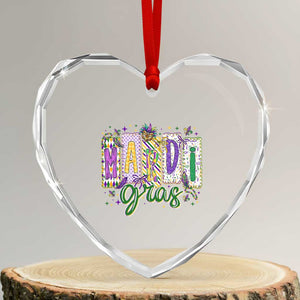 Mardi Gras Heart Crystal Glass Ornament New Orleans Carnival Girly Fat Tuesday TS11 Transparent Glass 3'' Heart Print Your Wear