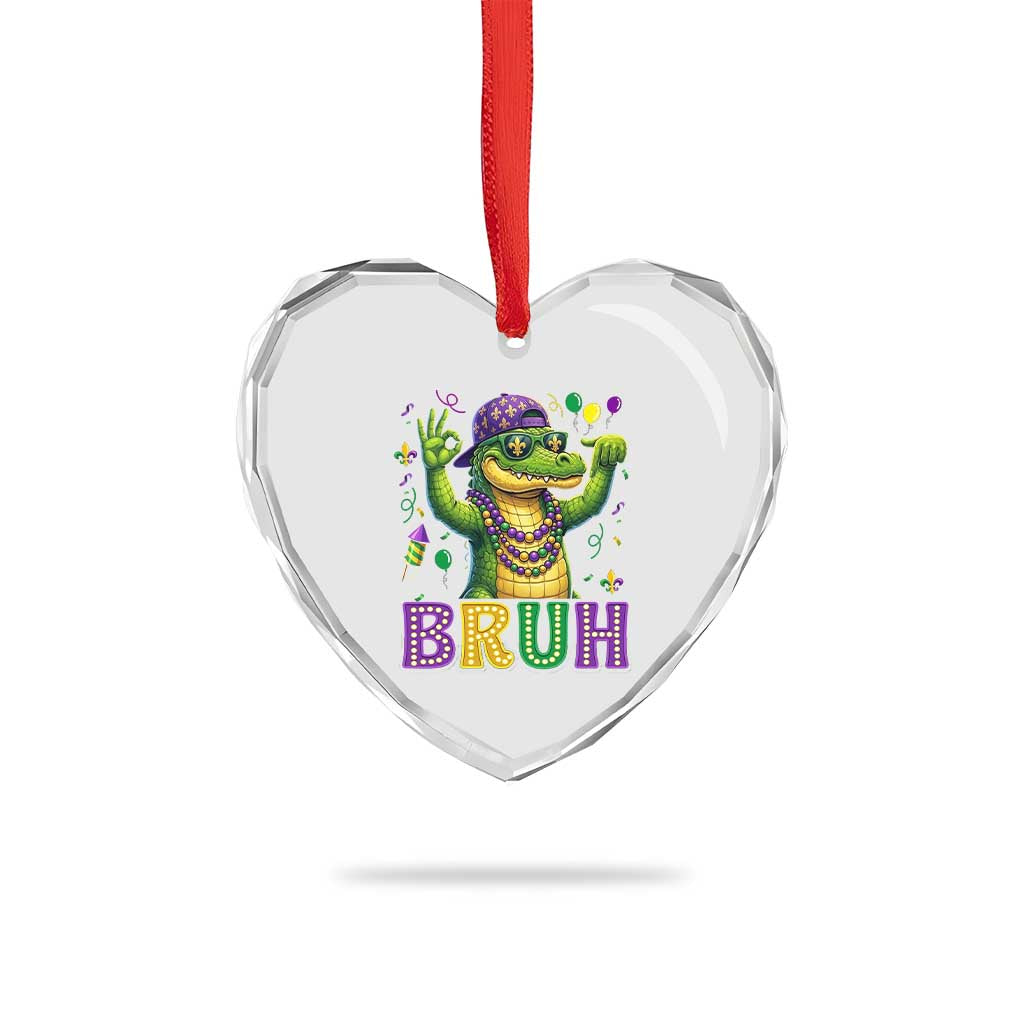 Mardi Gras Mardigator Alligator Six Seven Bruh Meme Heart Crystal Glass Ornament TS12 Print Your Wear
