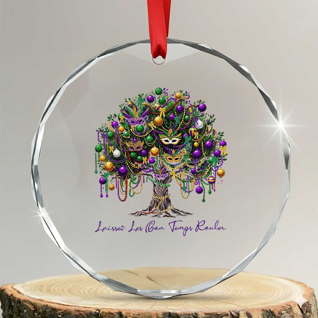 Mardi Gras Mask Tree Crystal Glass Ornament Laissez Les Bon Temps Rouler TS14 Transparent Glass 3'' Circle Print Your Wear