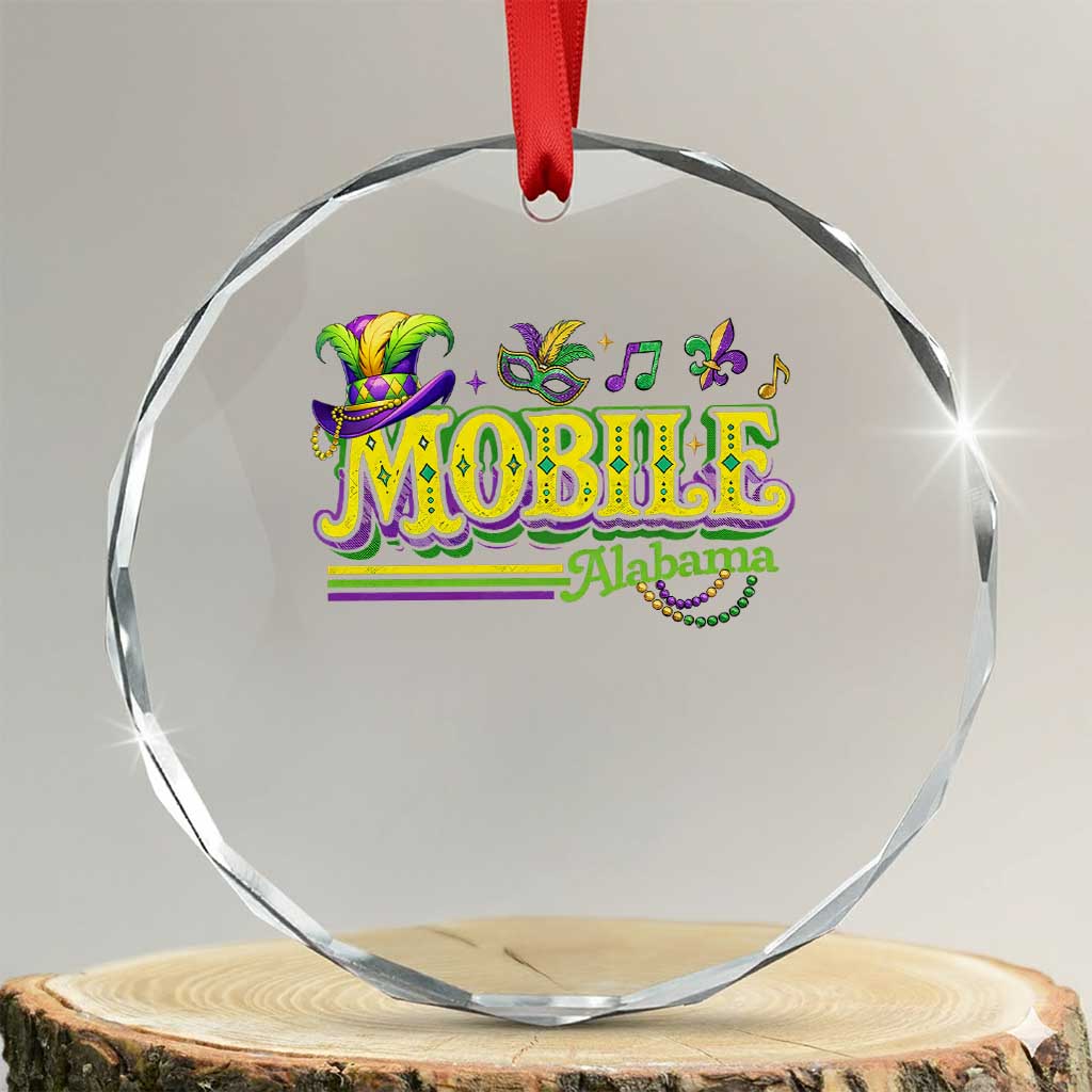 Mardi Gras Mobile Alabama AL Carnival Beads Crystal Glass Ornament TS11 Transparent Glass 3'' Circle Print Your Wear