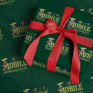 Mardi Gras Mobile Alabama AL Carnival Beads Wrapping Paper Roll TS11 Green Print Your Wear