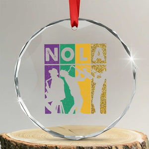 Mardi Gras NOLA New Orleans Carnival Jazz Music Glitter Print Crystal Glass Ornament TS11 Transparent Glass 3'' Circle Print Your Wear