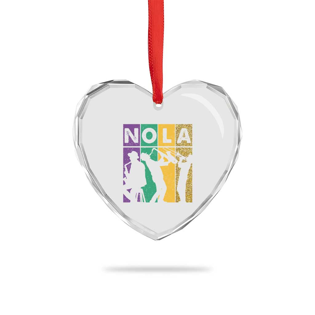 Mardi Gras NOLA New Orleans Carnival Jazz Music Glitter Print Heart Crystal Glass Ornament TS11 Print Your Wear